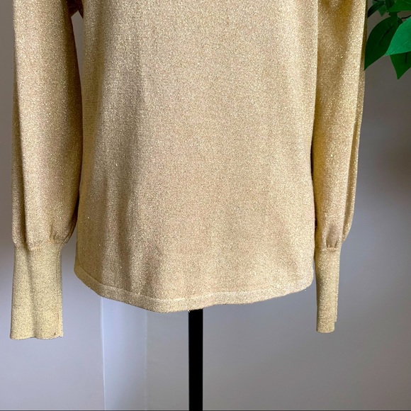 Design Options By Philip & Jane Gordon Vintage Gold Metallic Knit Top Sz M - Picture 5 of 14